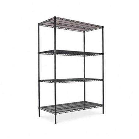 Alera Alera SW504824BL Industrial Wire Shelving Starter Kit  4 Shelves  48w x 24d x 72h  Black SW504824BL